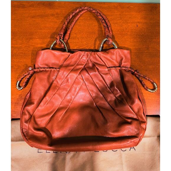 Elliott Lucca Large Soft Leather Bag with Braided Handles, Brown/Gold - Picture 1 of 10